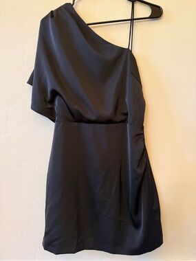 TCEC One-Shoulder Black Cocktail Dress